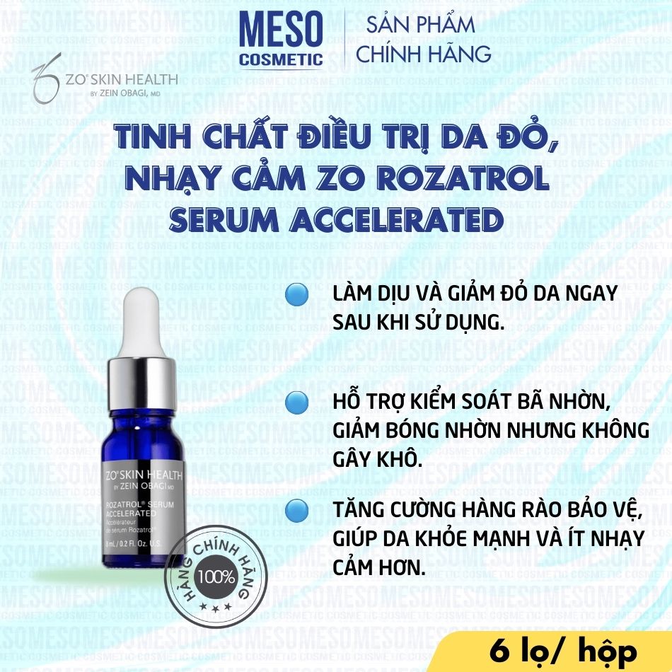 Tinh chất điều trị da đỏ, nhạy cảm ZO Rozatrol Serum Accelerated – (6 lọ/hộp)